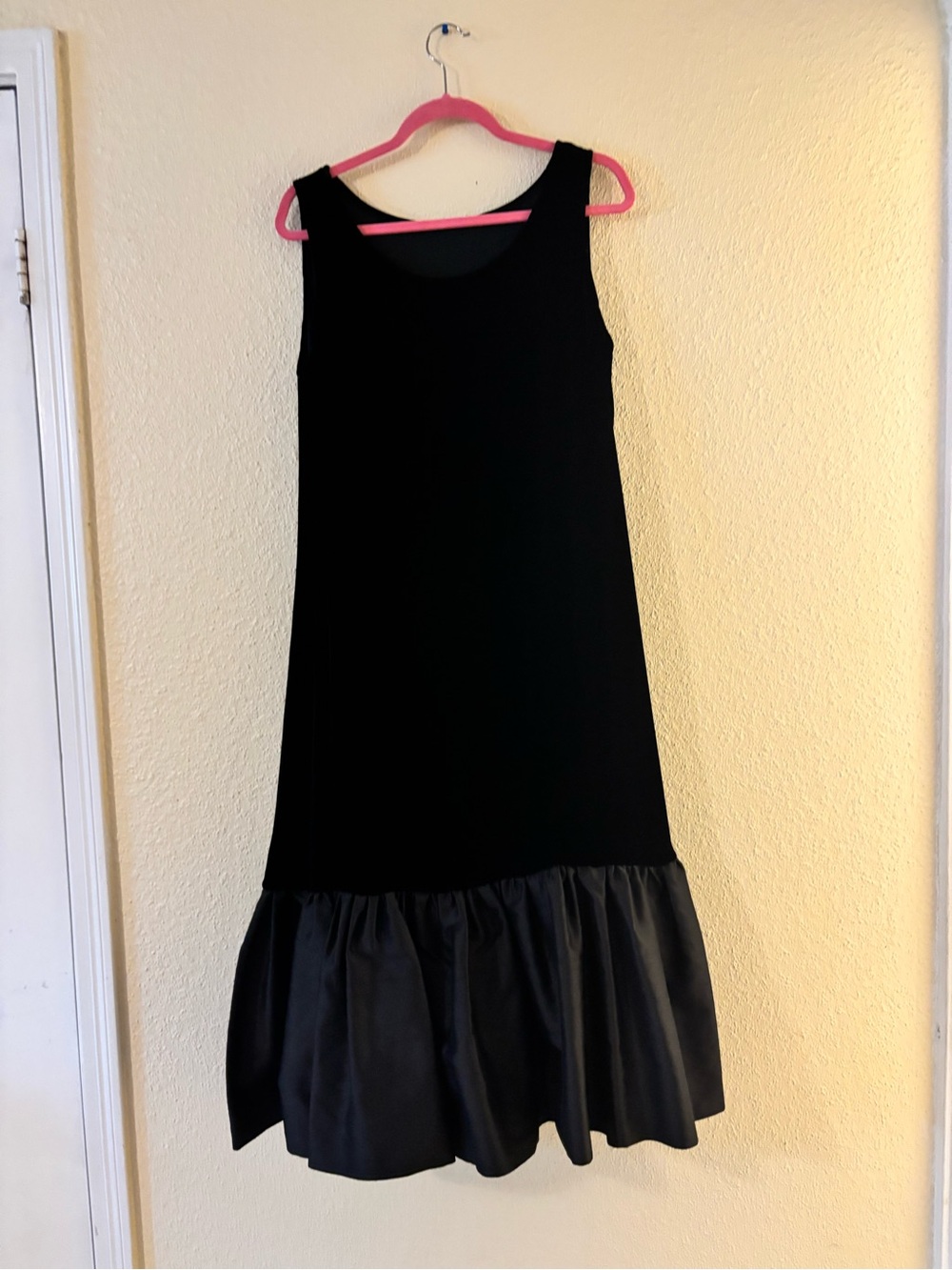 Vintage Black Velvet Drop Waist Rayon Silk Dress M - Picture 2 of 6